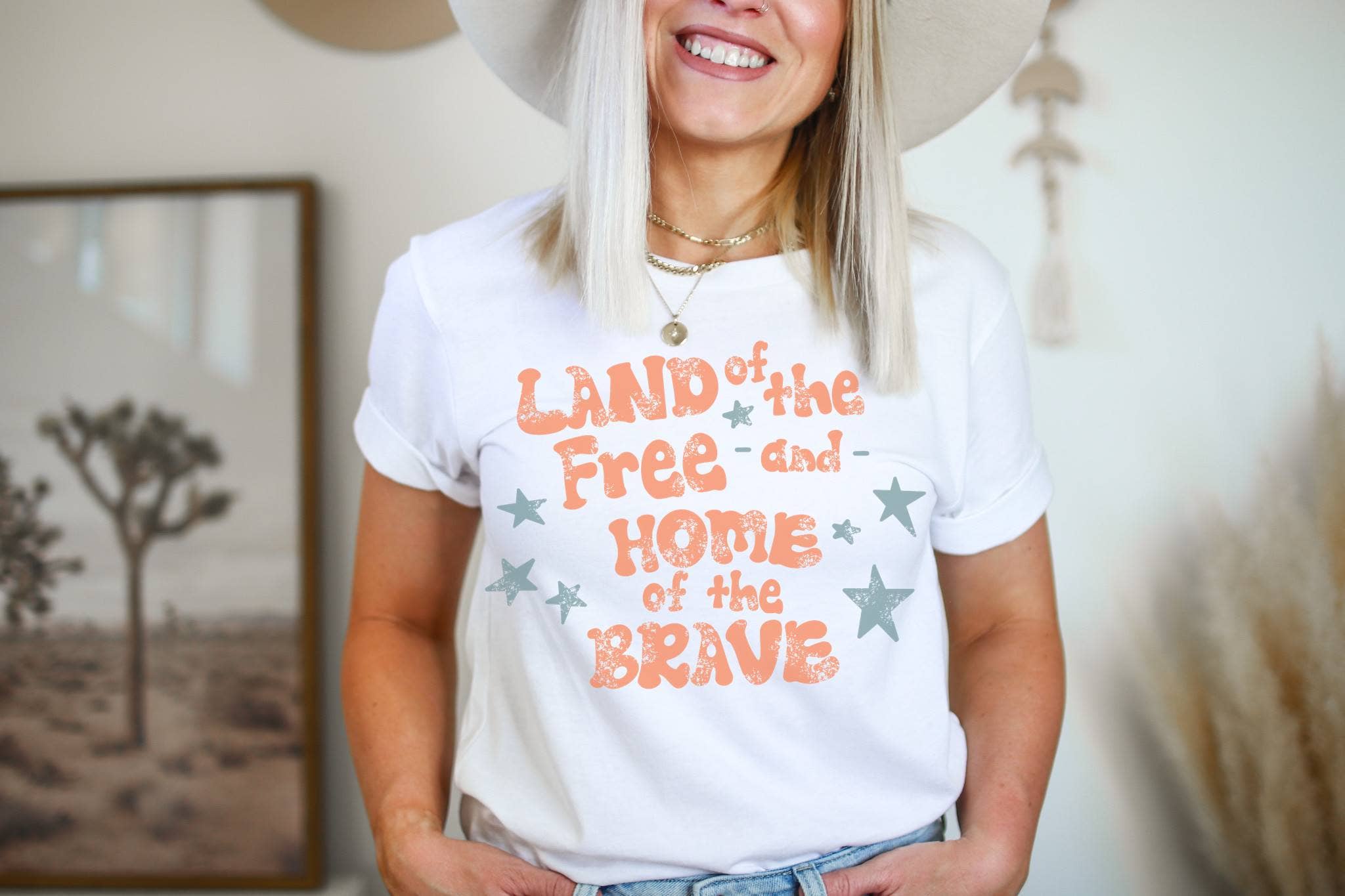 Retro Land of the Free | 4th of July Patriotic Graphic Shirt