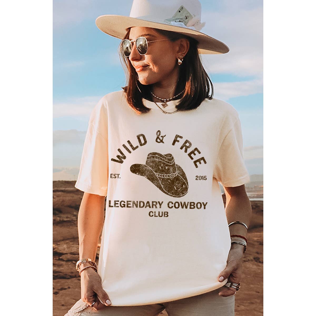 Wild and Free Cowboy  Graphic Oversized Tee