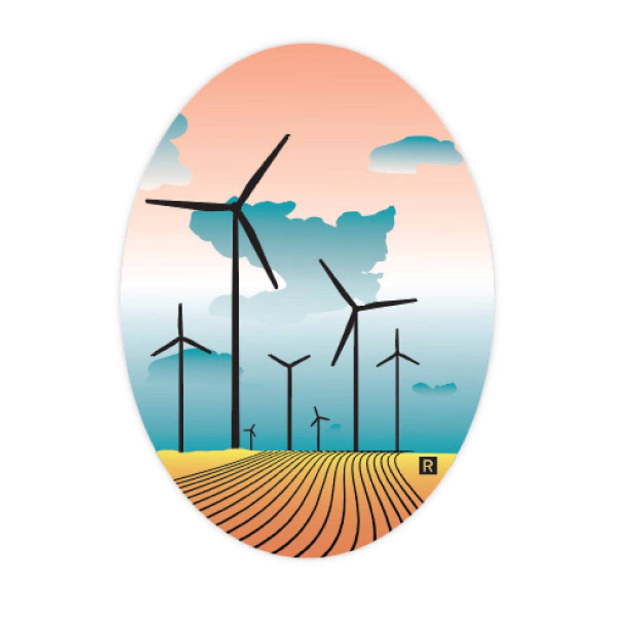 Windmills Oval Die-Cut Sticker