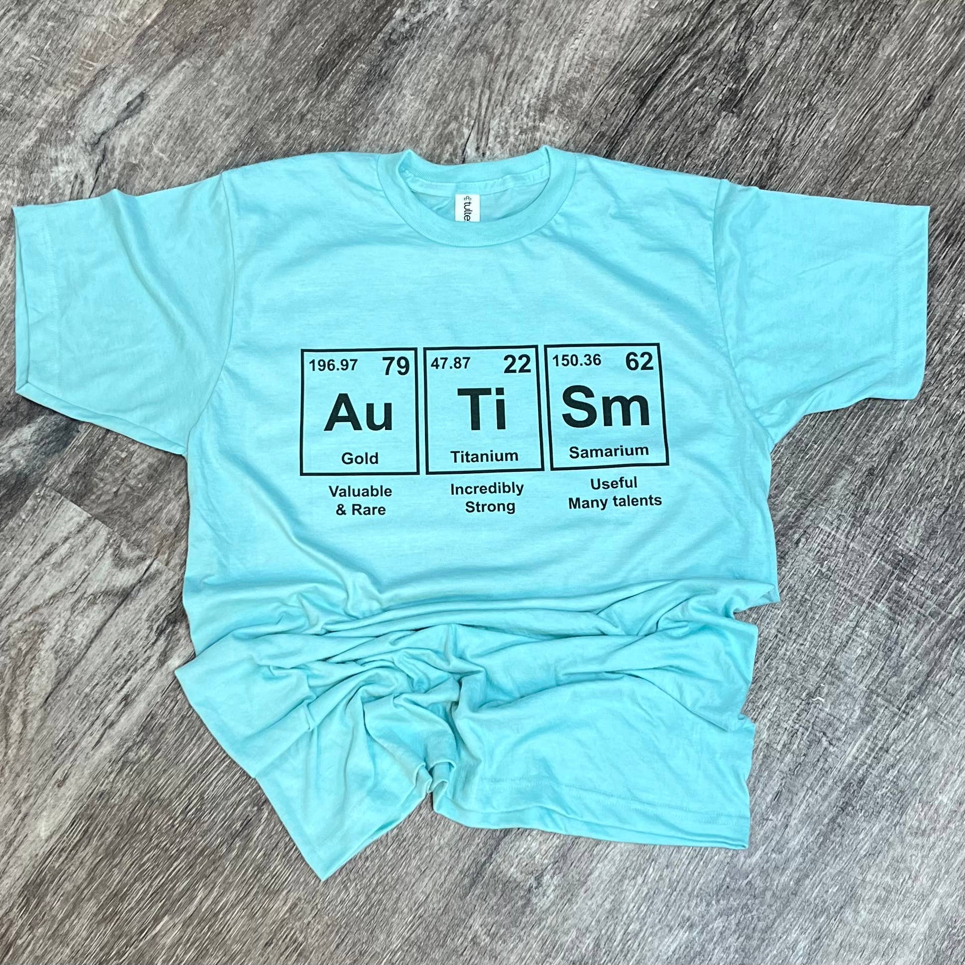 Autism Periodic Table On Tultex Heather Purist Blue Tee