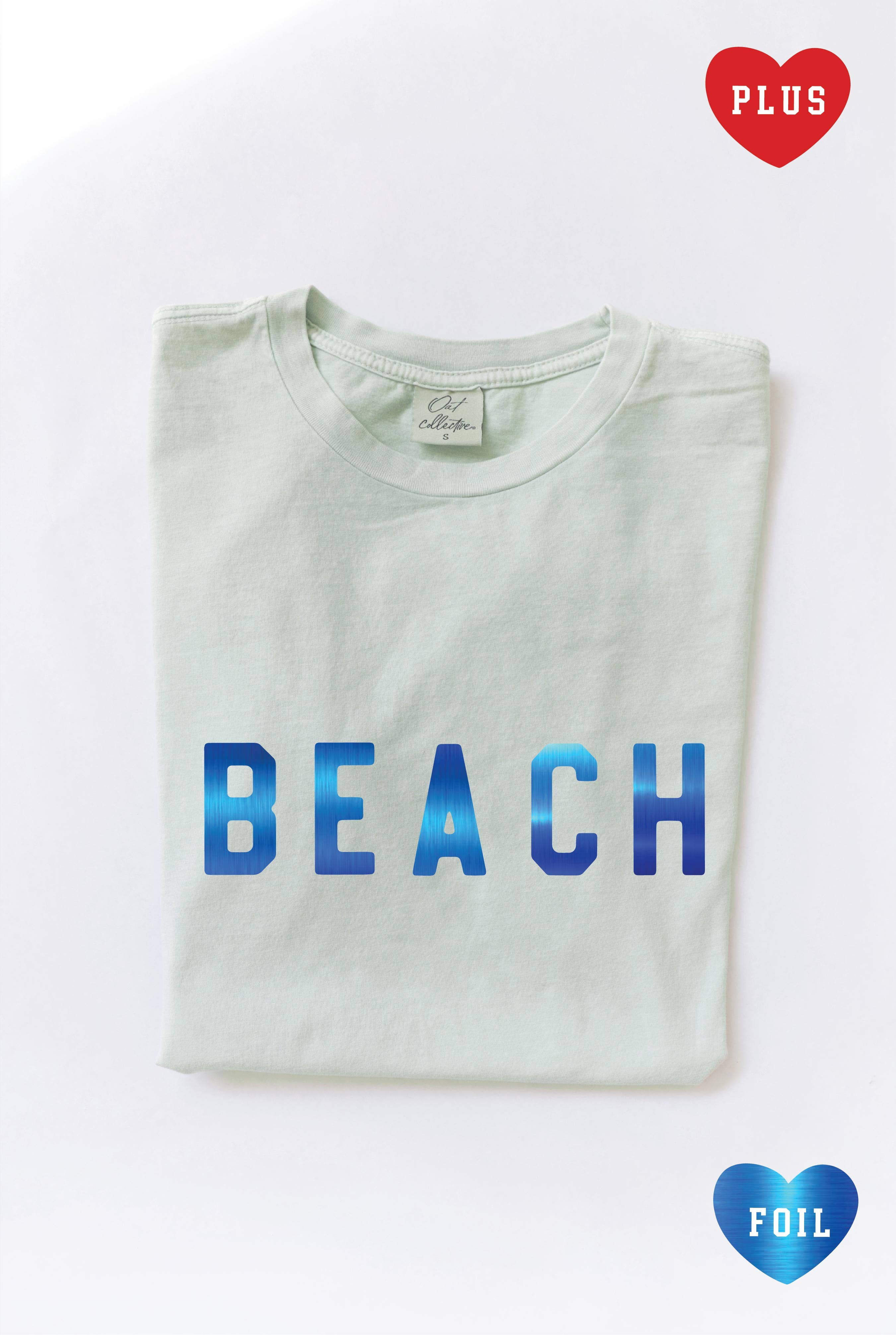 Beach Foil Graphic Plus Size Mineral Washed Graphic Top