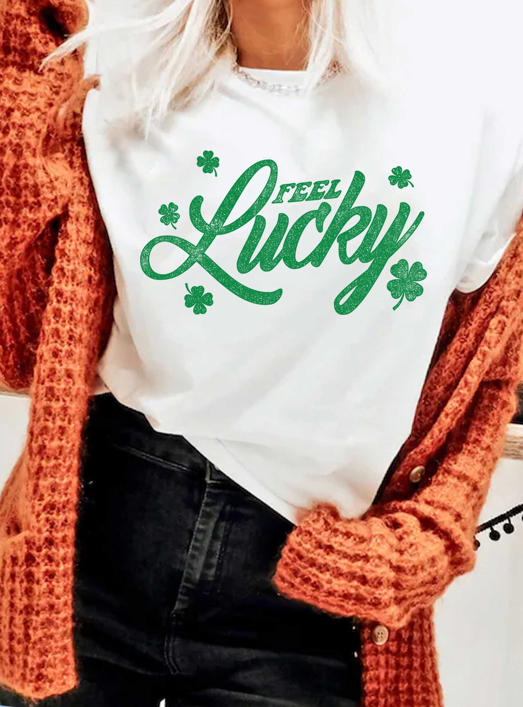 Feel Lucky Clover Graphic Tshirts