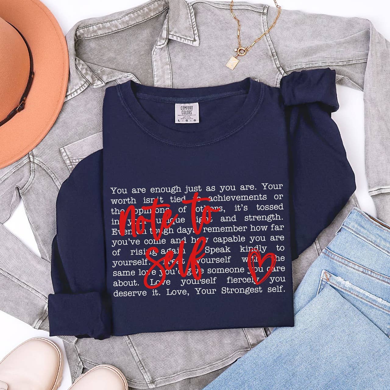 Note To Self Heart Love Long Sleeve