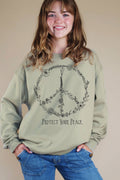 Peace Floral Graphic Brushed Sweatshirts