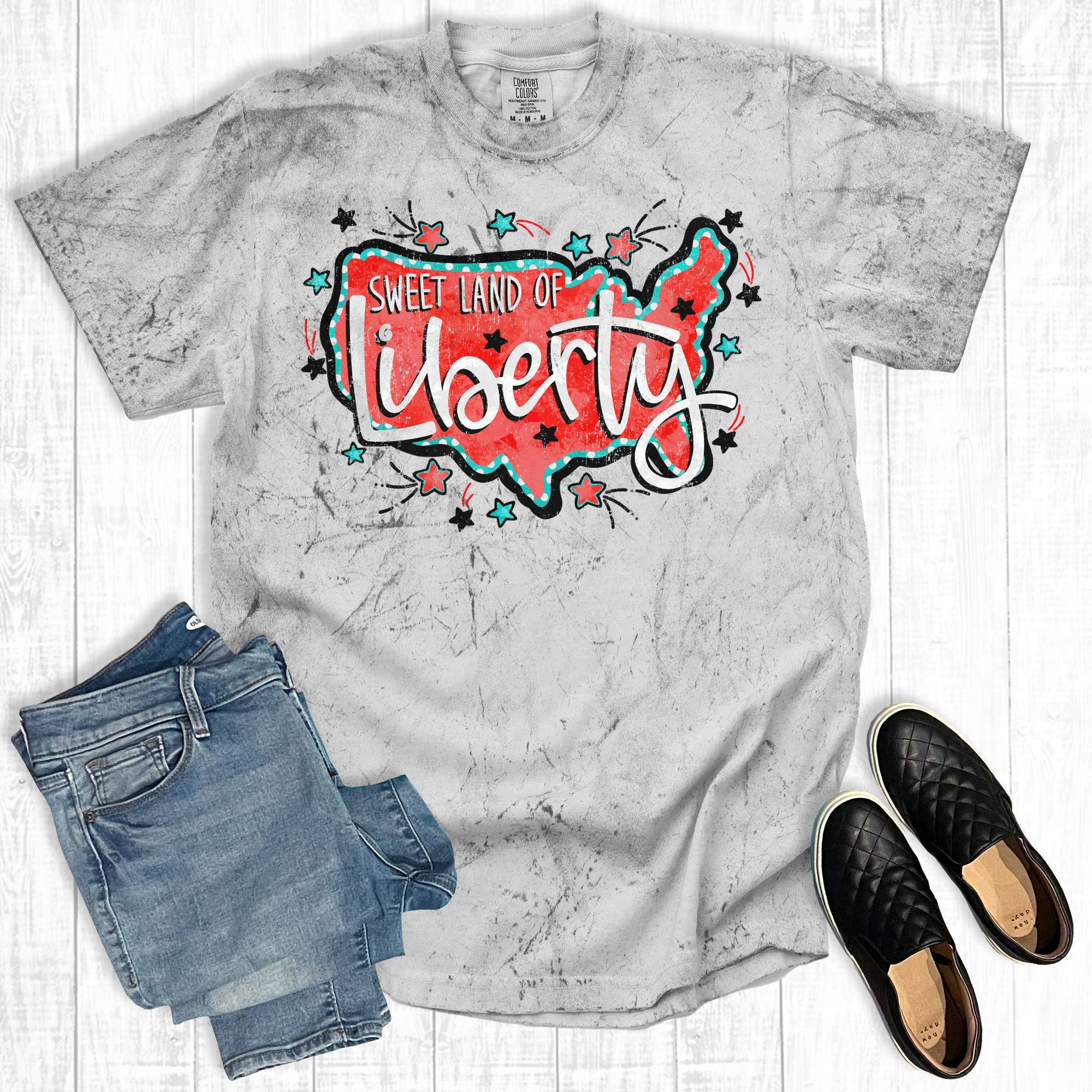 Fourth of July Sweet Land of Liberty Comfort Colors Tee