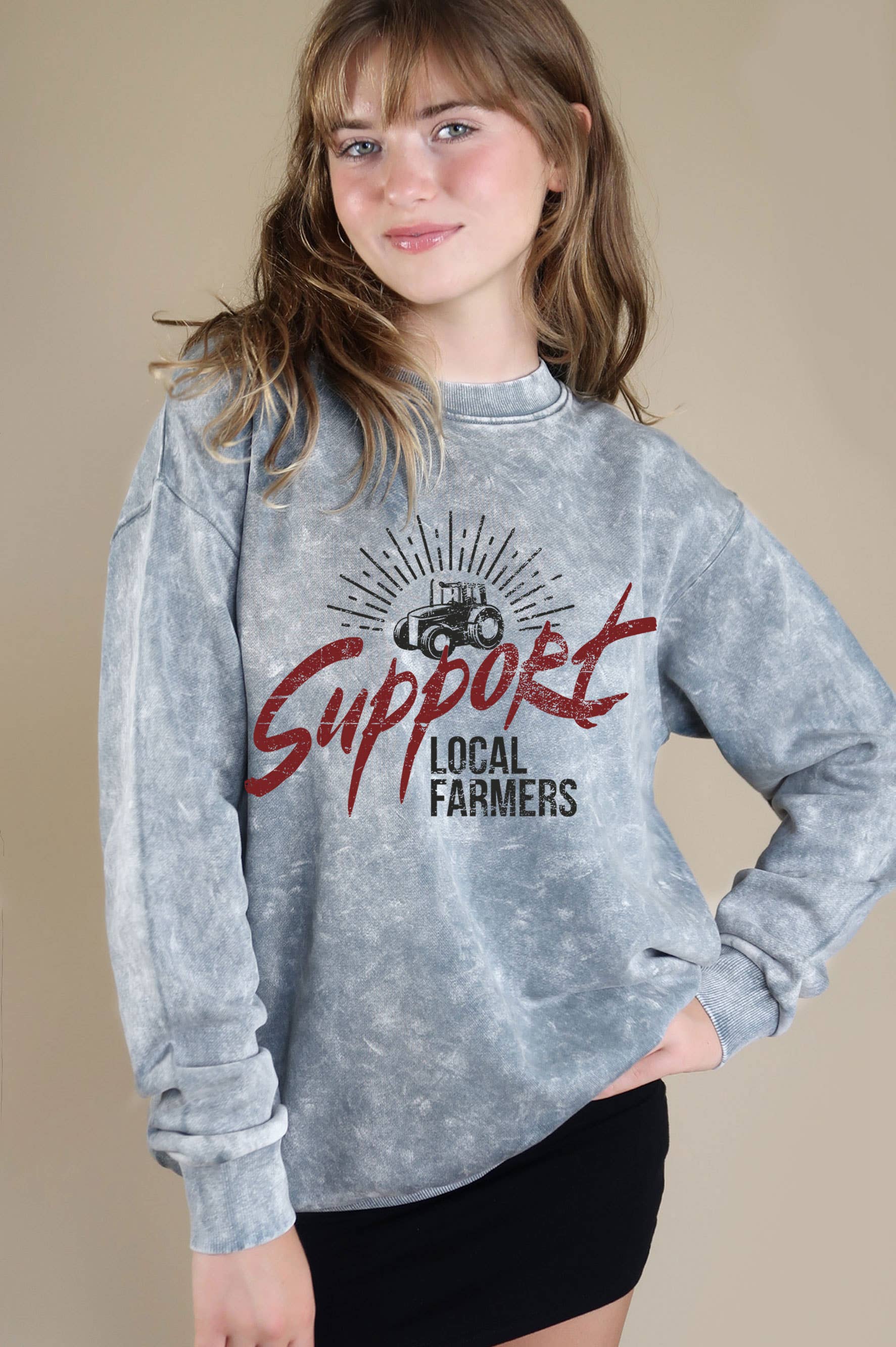 Support Local Farmers Mineral Graphic Brushed Sweatshirts