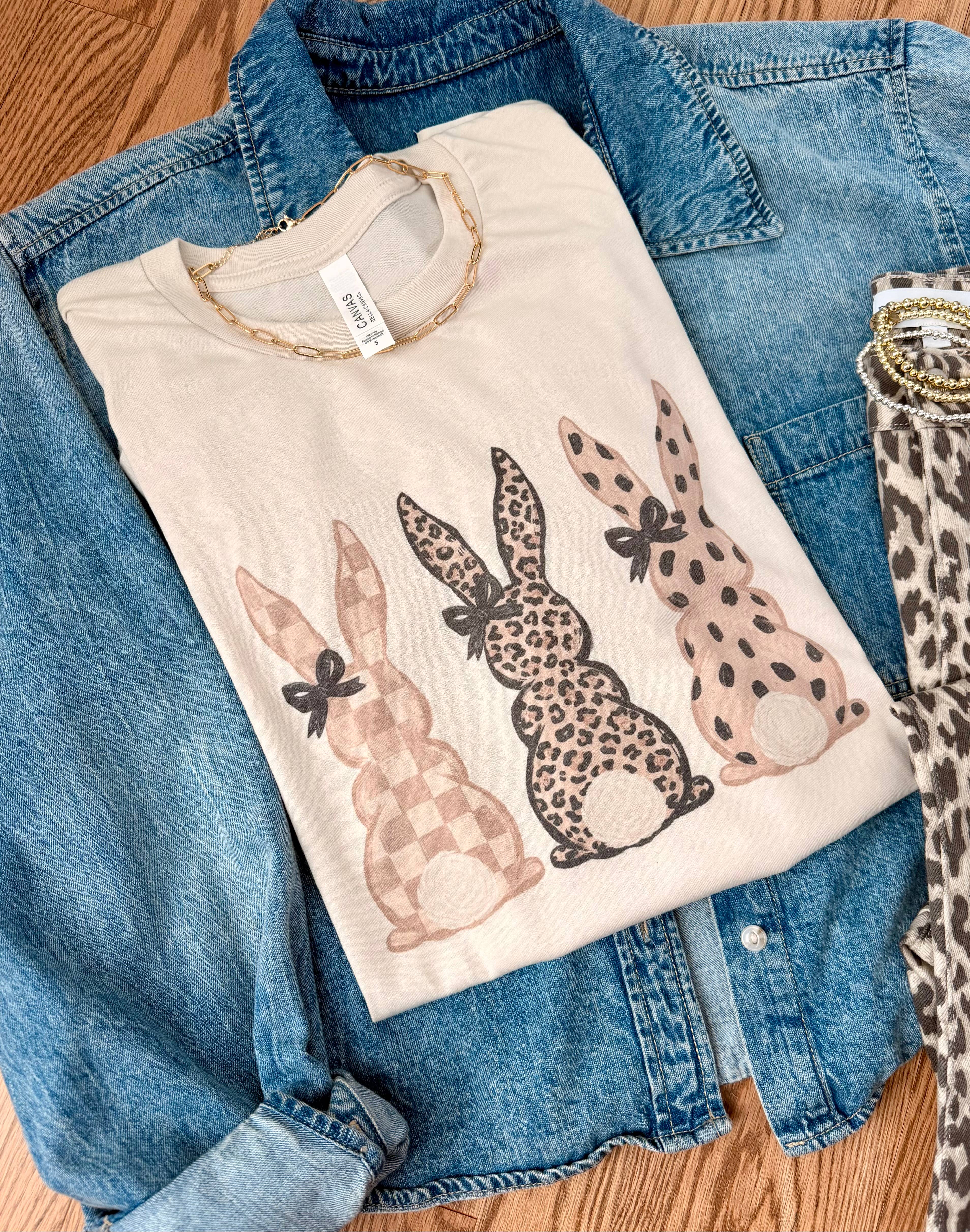 Cheetah and Checkered Easter Bunny Graphic Tee or Sweatshirt