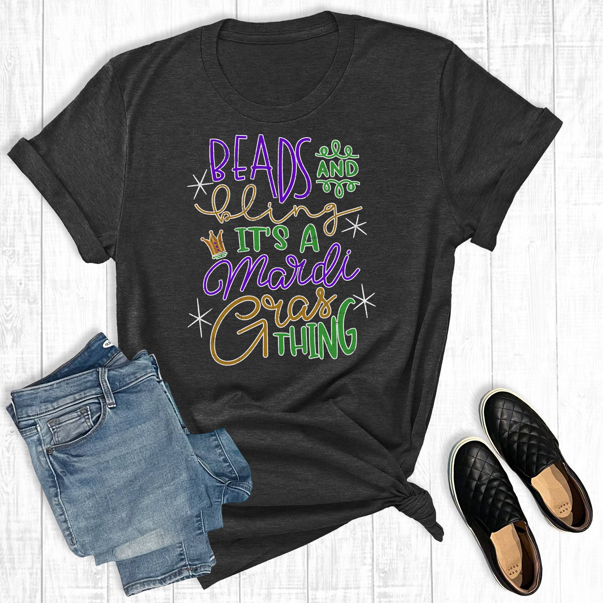 Beads and Bling It's A Mardi Gras Thing Graphic Tee