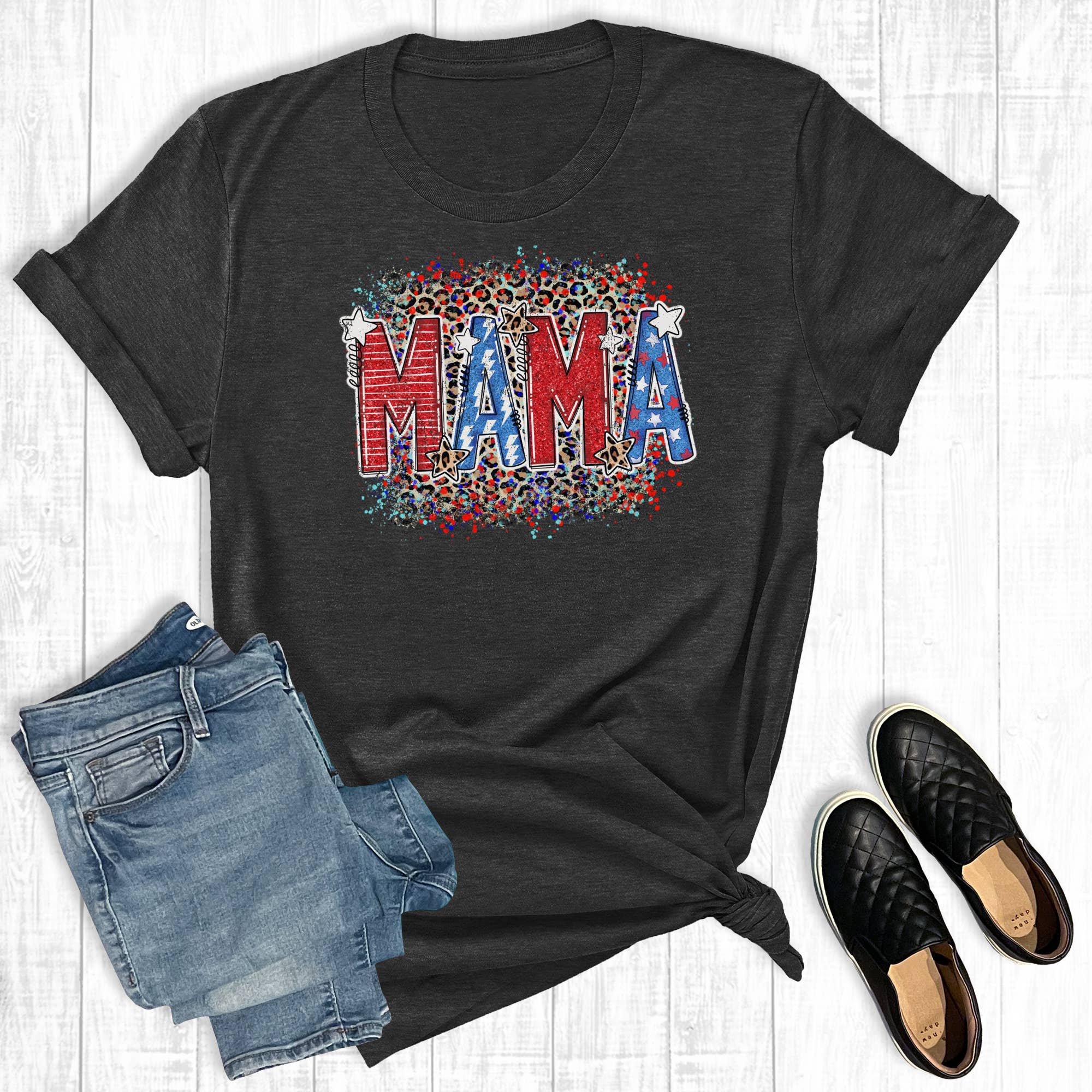 July 4th Leopard Mama Graphic Tee