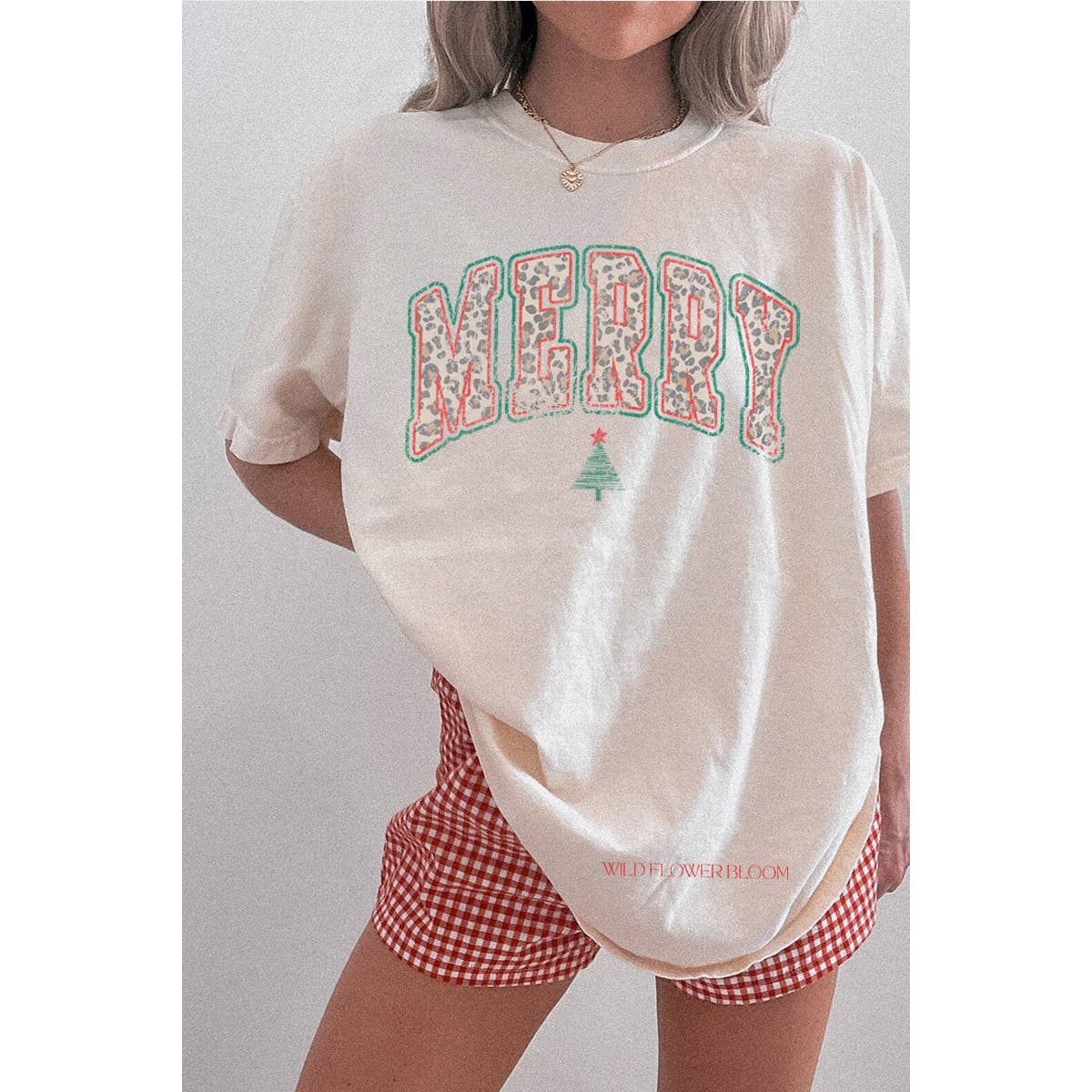 Merry Christmas Vintage Graphic Oversized Tee