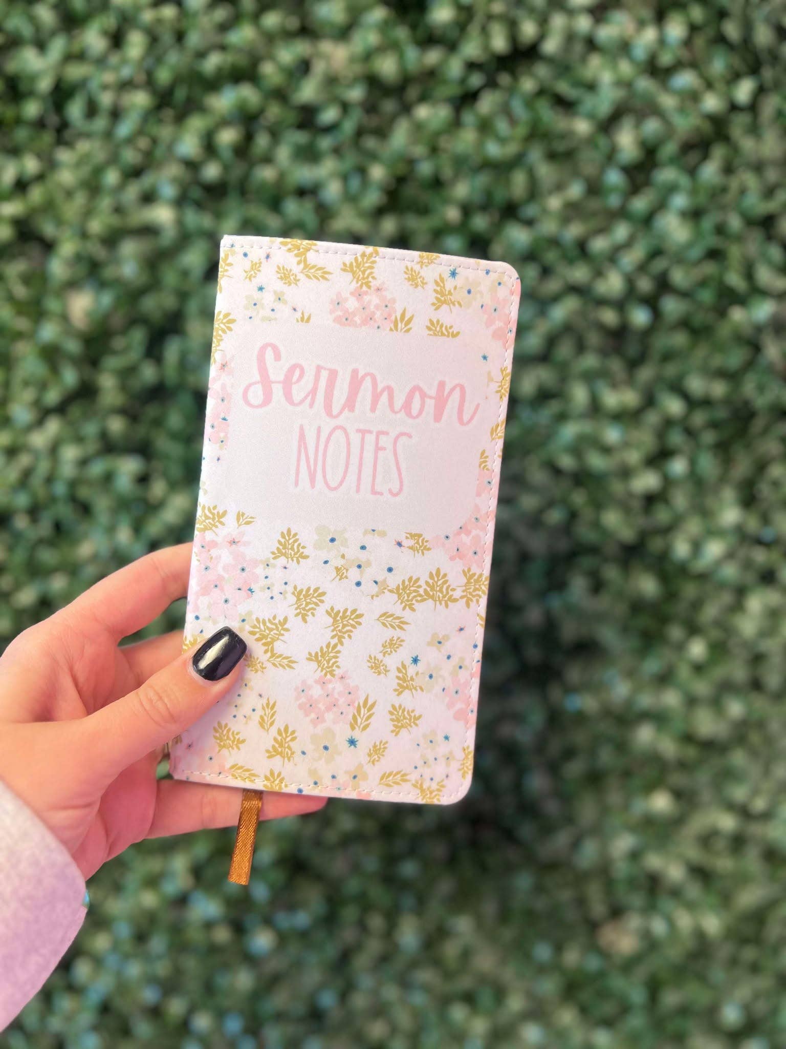 Green and Pink Floral Sermon Notes Journal