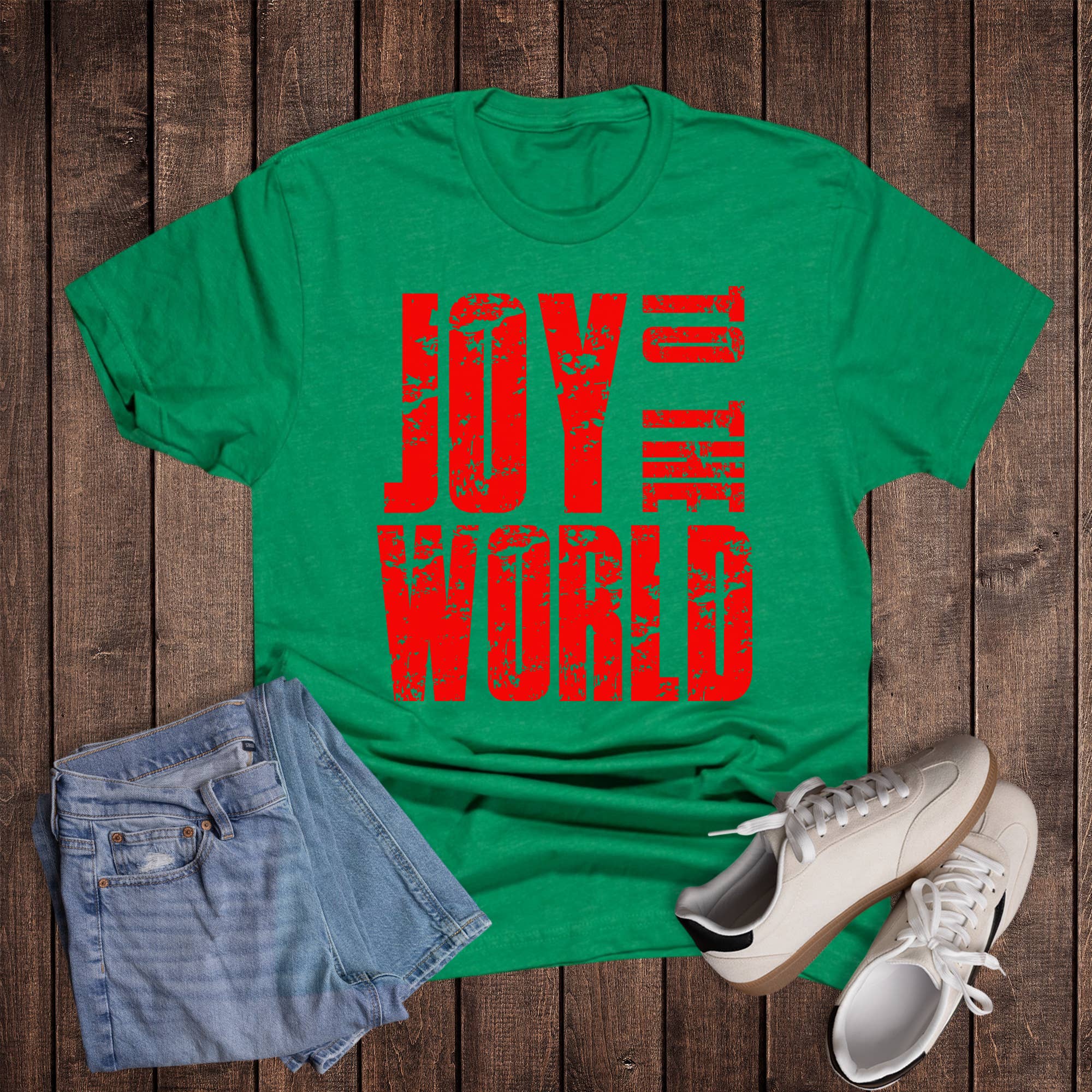 Christmas Block Joy To the World Graphic Tee