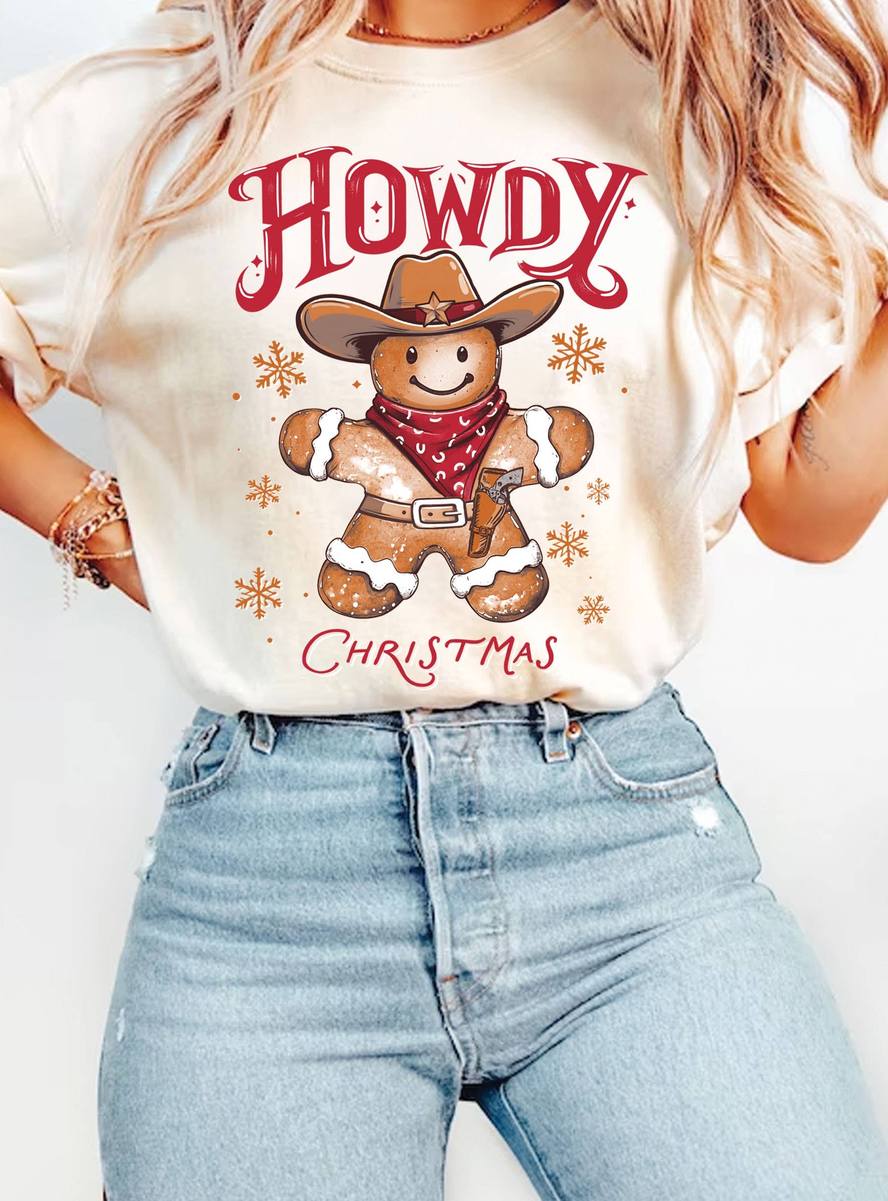 Howdy Christmas Gingerbread Cowboy Graphic Tshirts
