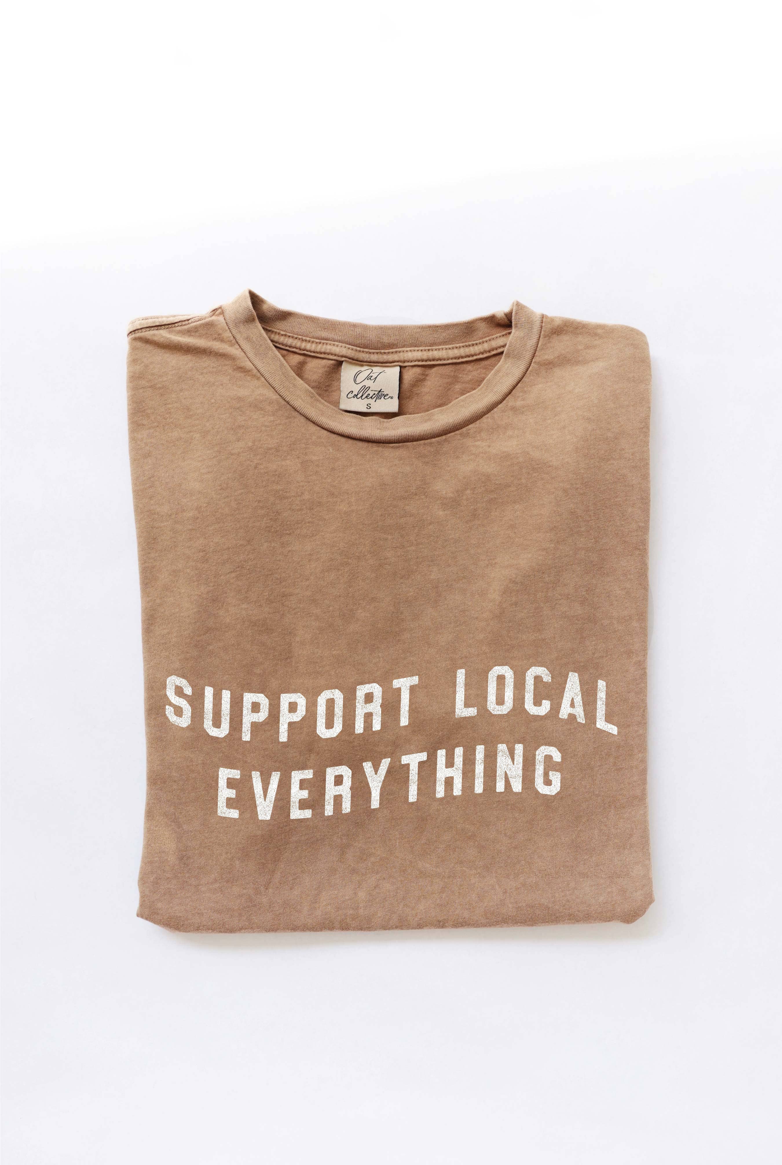 Support Local Everything Mineral Washed Graphic Top