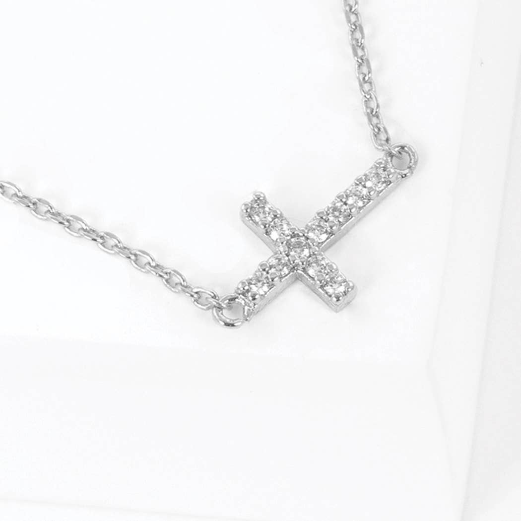Cz Gold-Dipped Cross Necklace