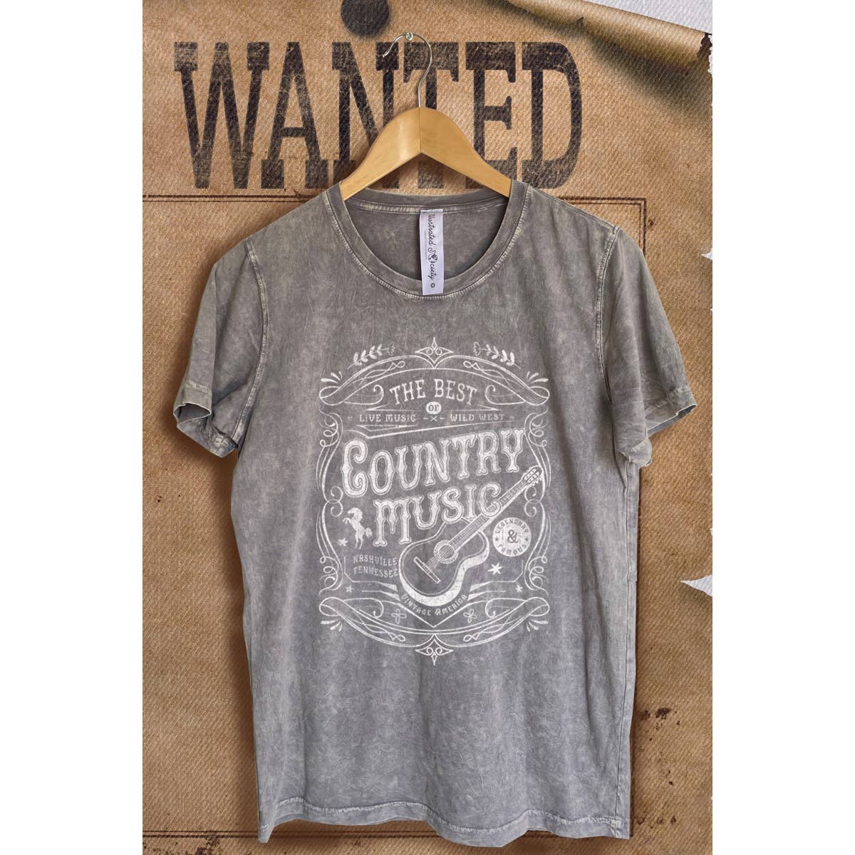 Country Music Mineral Wash Vintage  Graphic  Tee