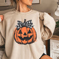 Gingham Pumpkin Halloween 2025  Graphic Sweatshirt