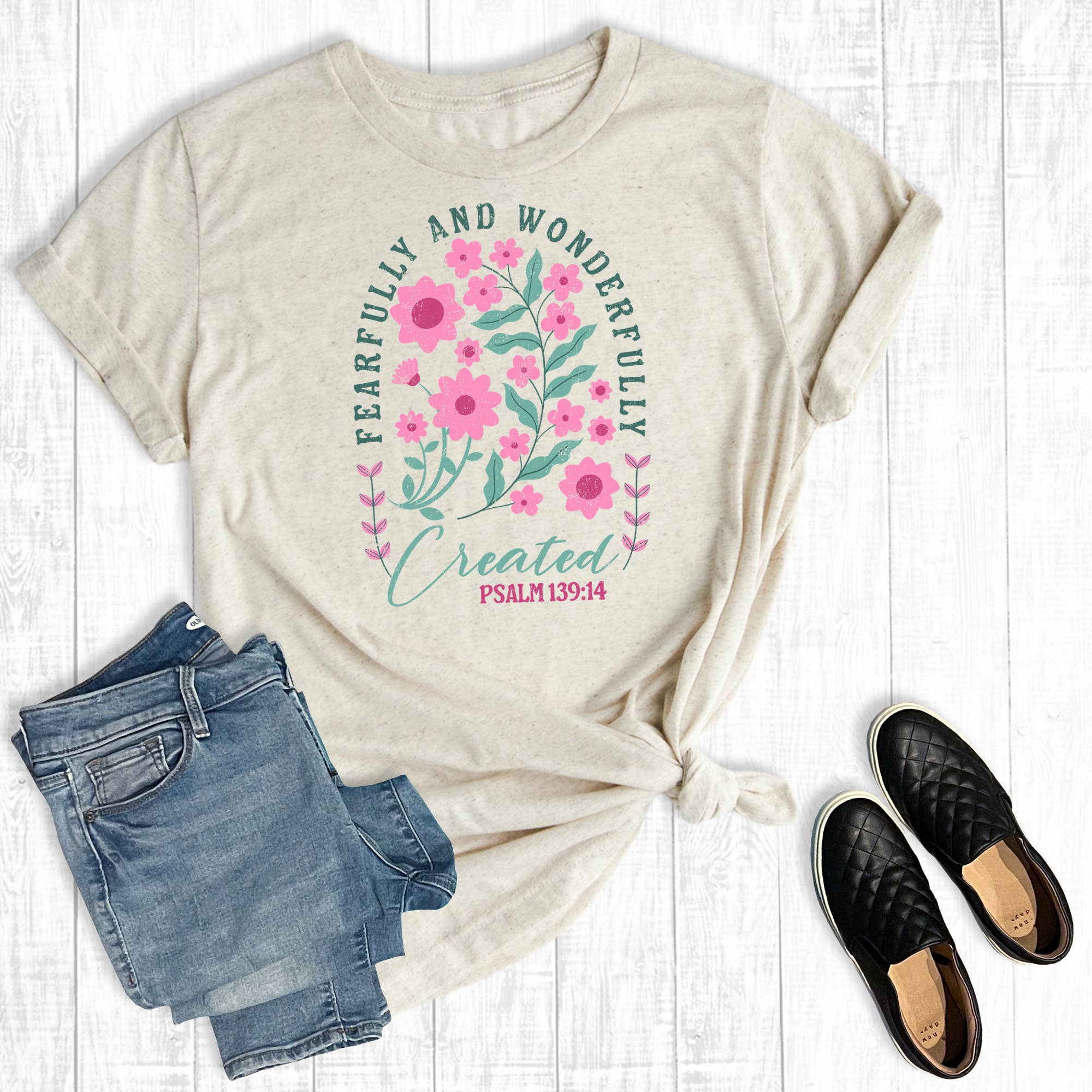 Faith Floral Fearfully and Wonderfully Created Graphic Tee