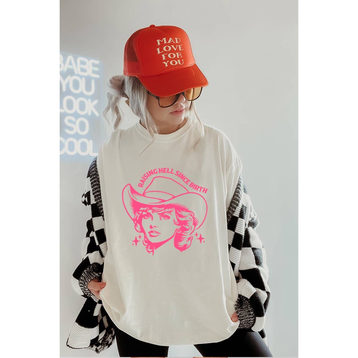Raising Hells Since Birth Vintage Graphic Oversized Tee