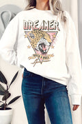 Dreamer Rock and Roll Leopard Graphix Terry Sweatshirts