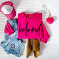 Beloved Pink Cozy Fall Faith Based Graphic Sweatshirt