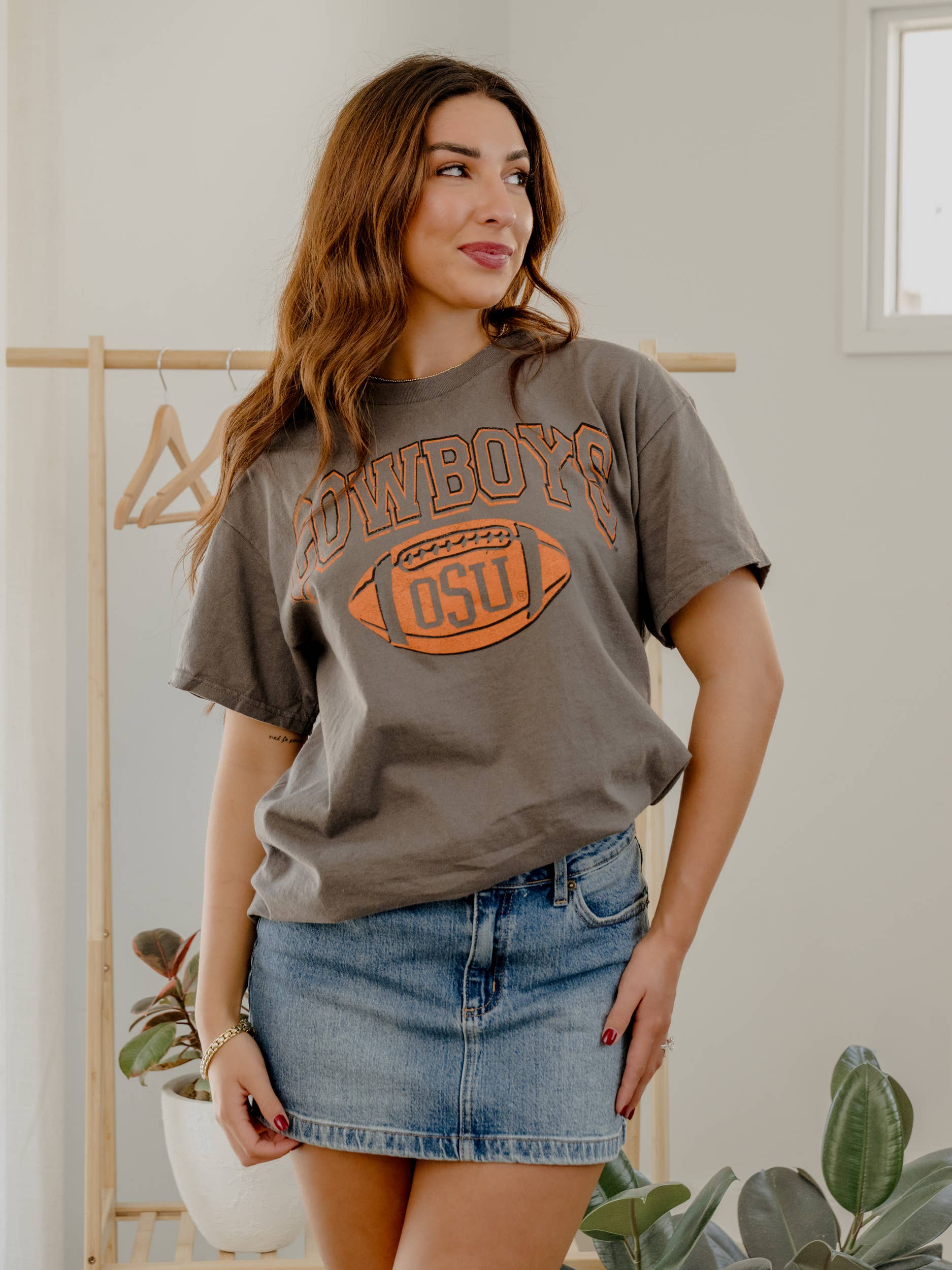 Osu Cowboys Wonka Football Charcoal Thrifted Tee
