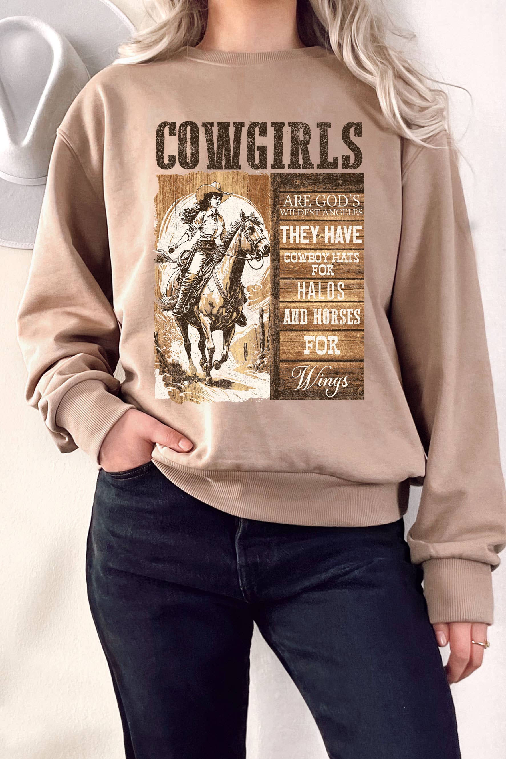 Cowgirls Are God's Widest Angel Graphix Terry Sweatshirts