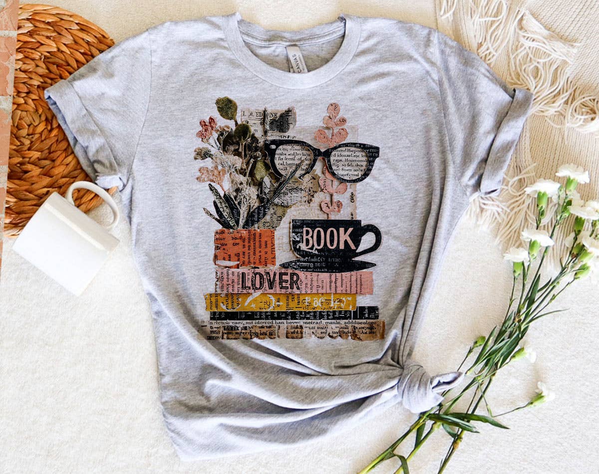 Book Lover Collage Glasses - Cute Book Reading T-Shirt