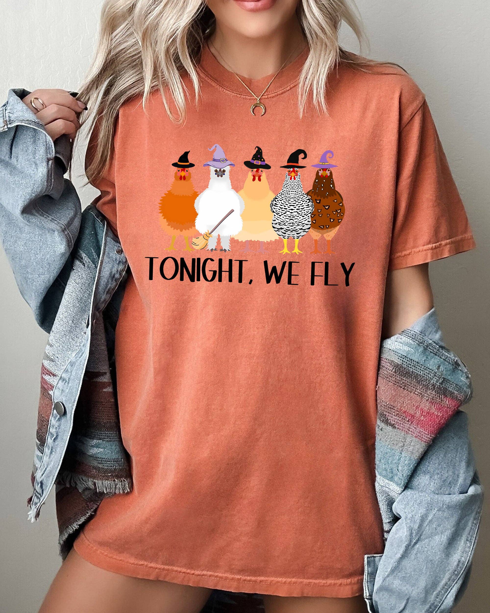 Tonight We Fly, Chickens, Skeleton, Funny, Halloween T-Shirt