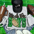 Let's Do This Boys Green/Gold Sequin Patch Sport Grey Crewneck Sweatshirt