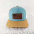 Pacific Trucker Snapback Cap Completed with American Flag Leather Patch