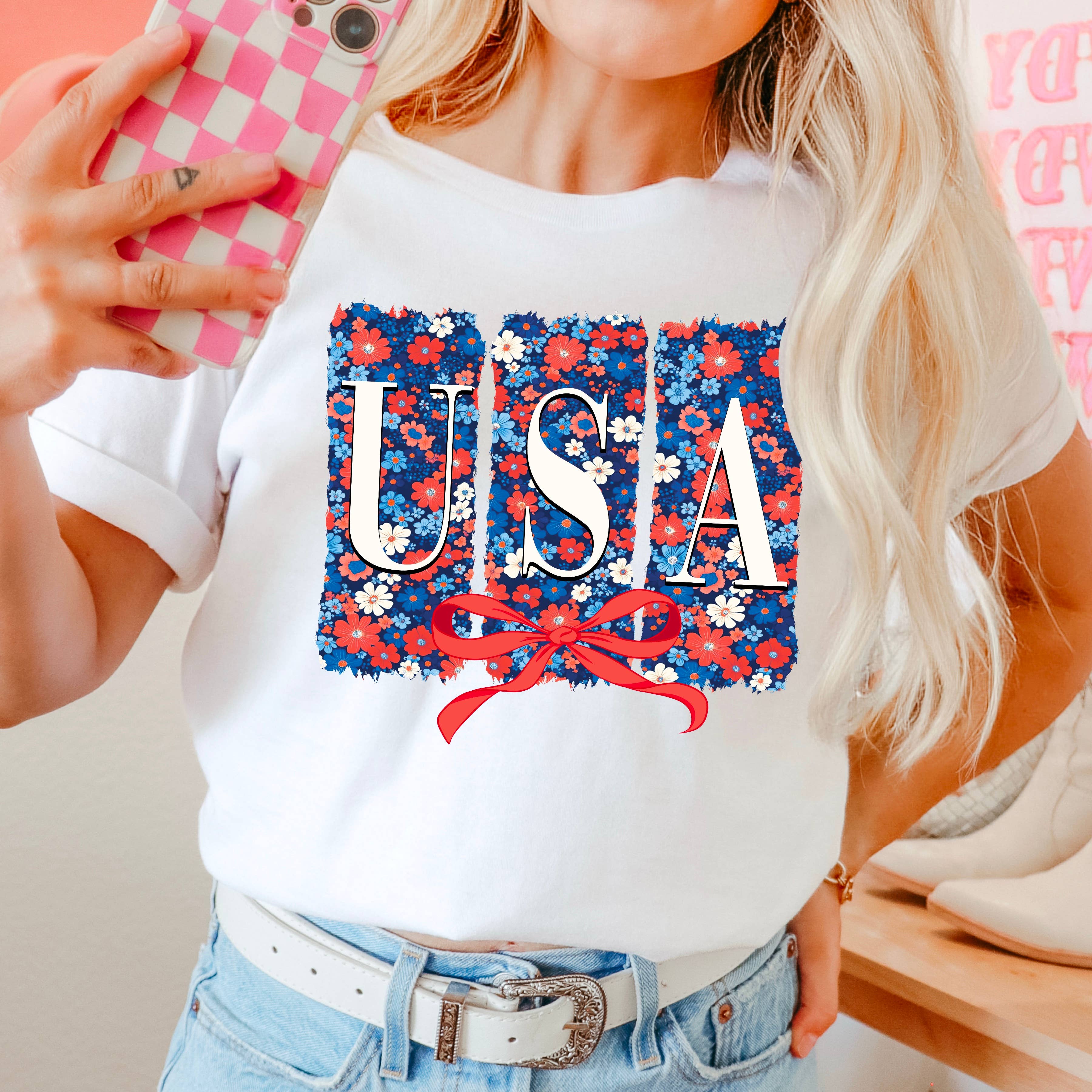 Coquette USA Floral July 4th Graphic Shirt | Comfort Color