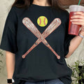 Sequin Bats and Softball Patch Black Everyday Tee