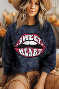 Sweet Heart Lips Graphic Mineral Brushed Sweatshirts