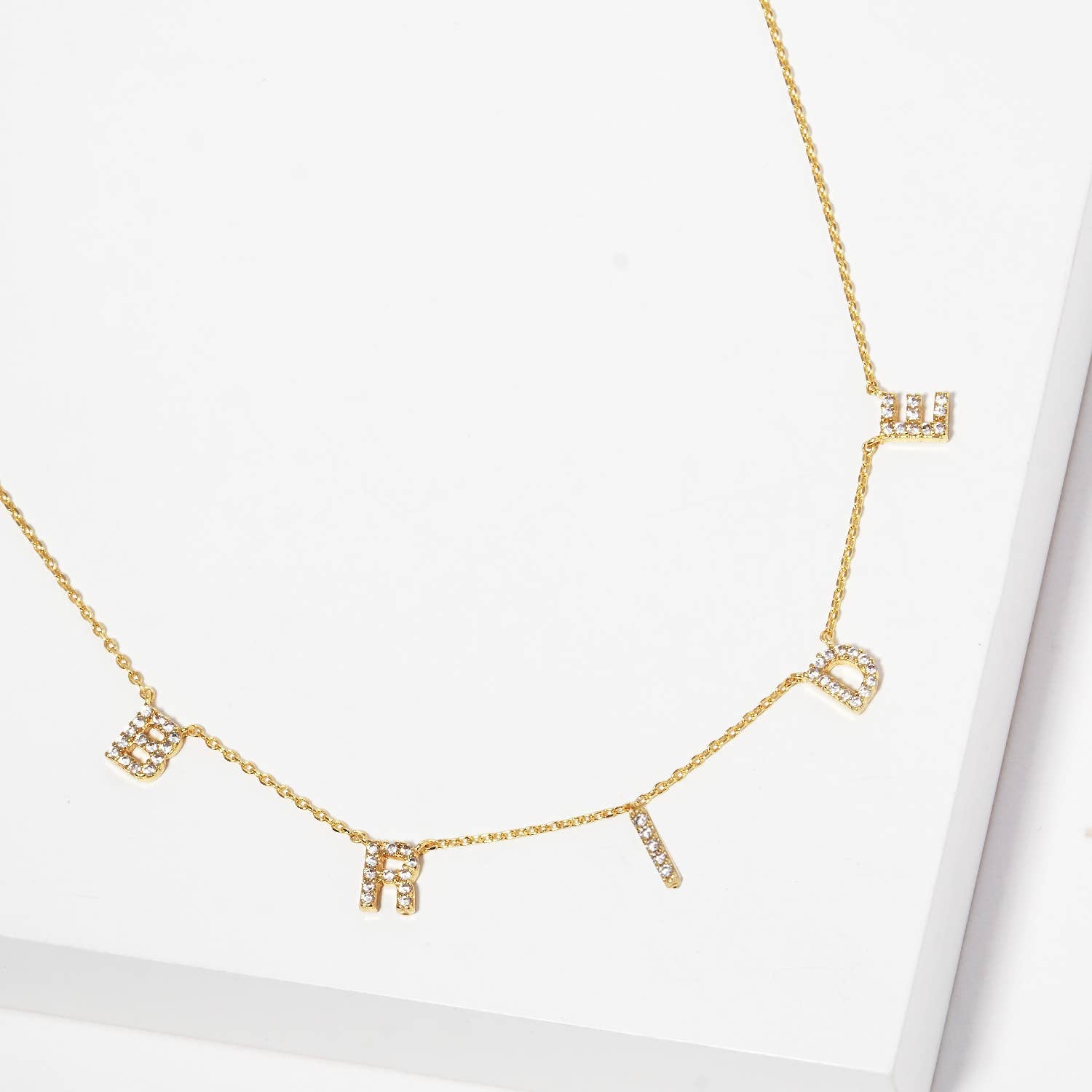 Cz Gold-Dipped Bride Letters Necklace