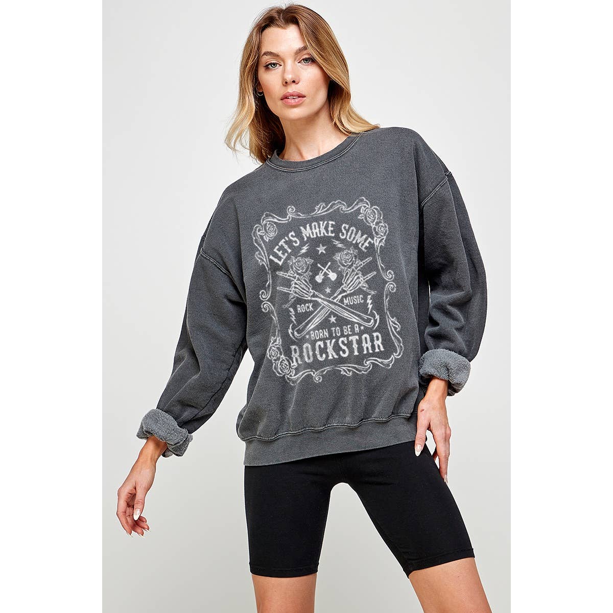 Rock and Roll  Vintage Graphic  Sweatshirts Pigment Dye