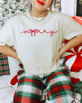 Merry Red Bow Cream Christmas in July Holiday Graphic Tee
