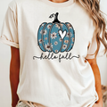 Hello Fall Flower Pumpkin Boho Tee