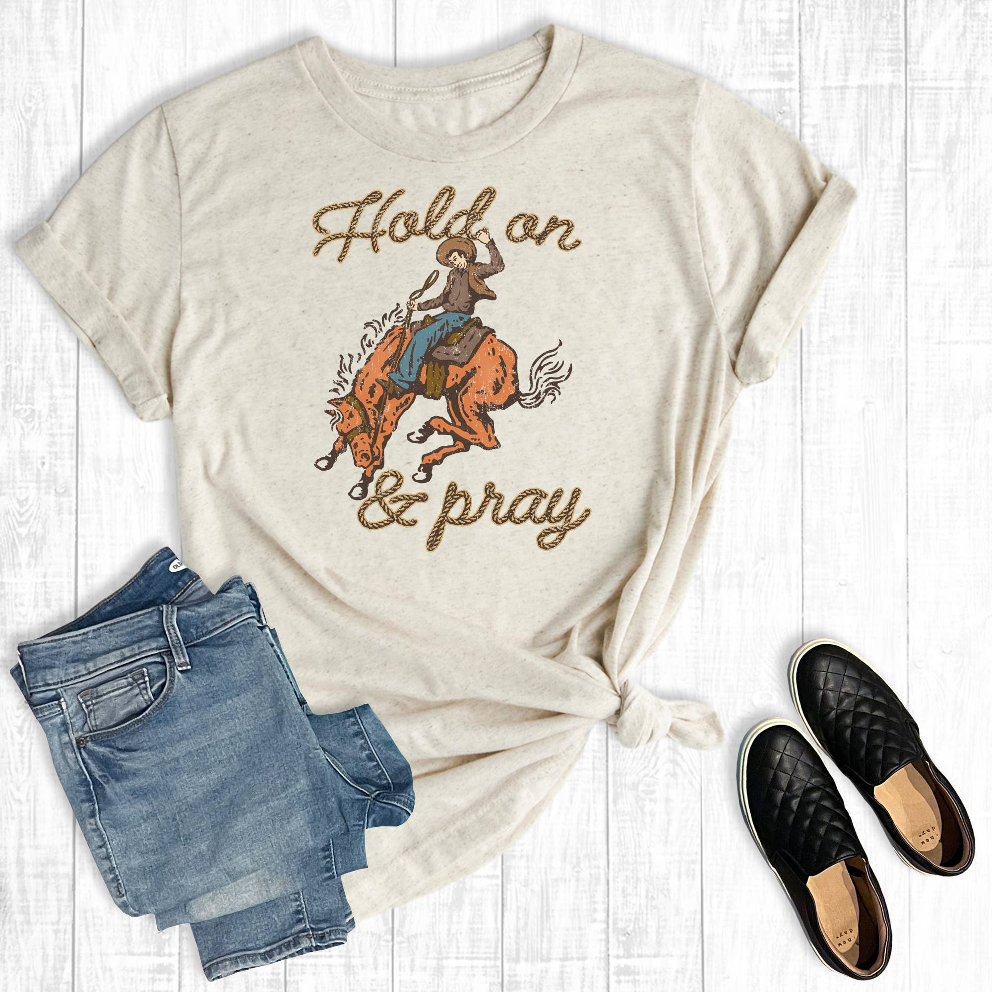 Hold On and Pray Cowboy Graphic Tee