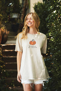 Pumpkin Spice Latte Oversized Mineral Washed Graphic Top