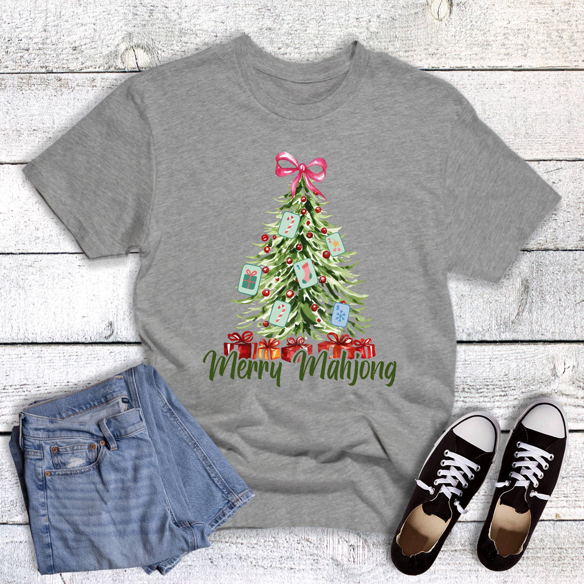 Christmas Whimsical Merry Mahjong Graphic Tee