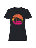 Retro Sunset Sea Turtle Design Women's T-Shirt