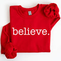 Believe, Classic Minimalist, Christmas Snow Santa Sweatshirt