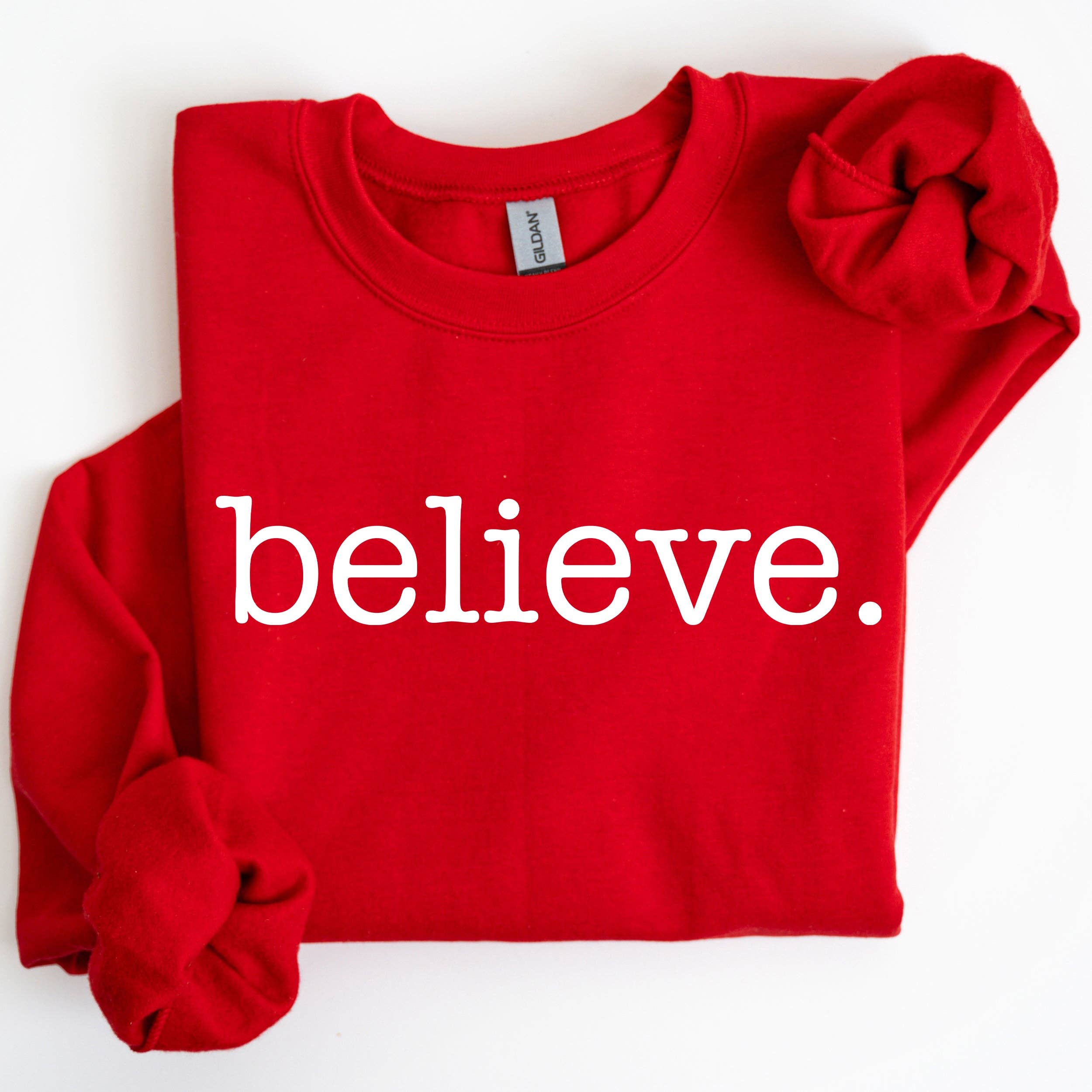 Believe, Classic Minimalist, Christmas Snow Santa Sweatshirt
