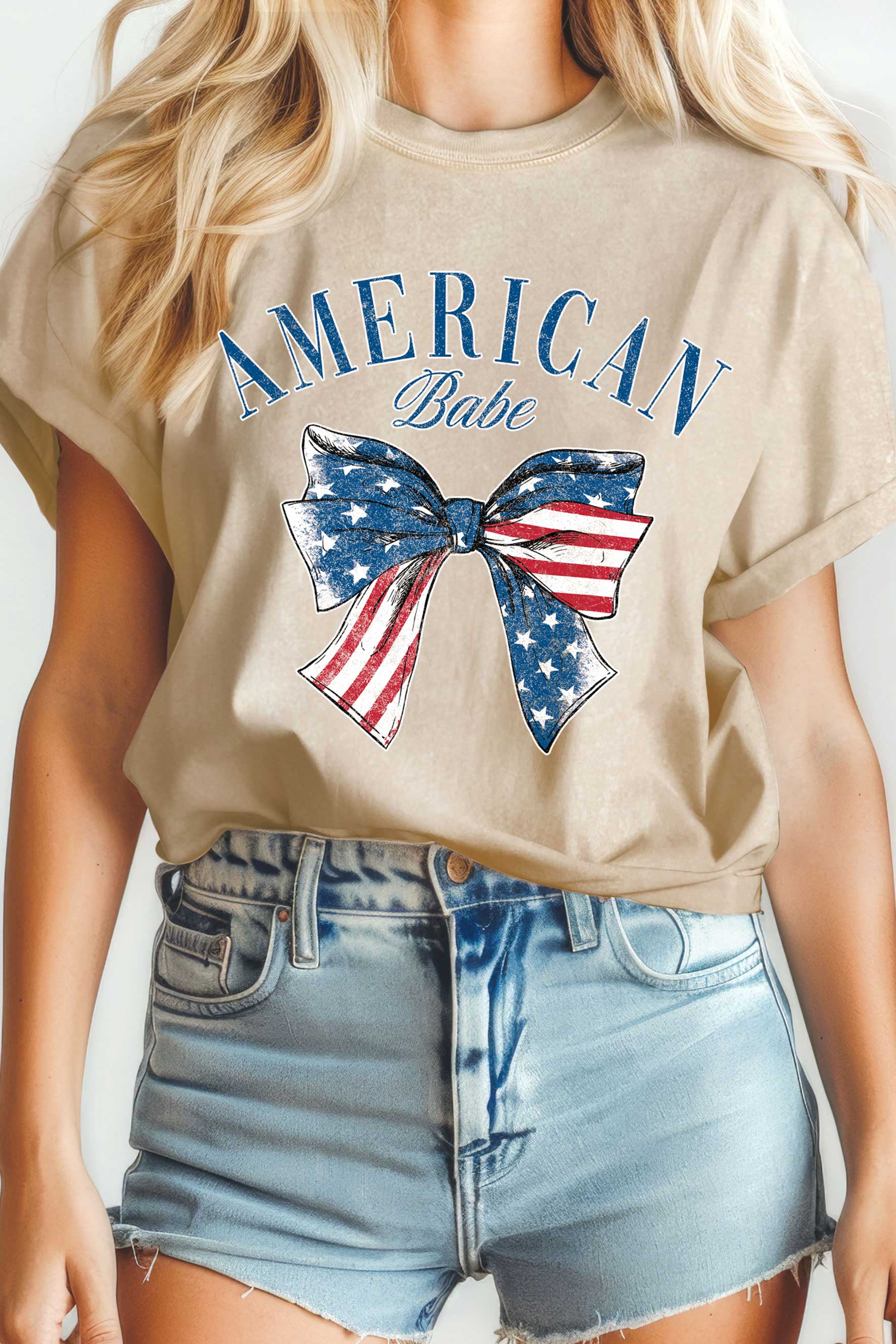 American Babe Coquette Flag Bow Mineral Graphic Tshirts