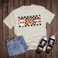 Christmas Check Santa Rudolph Snowman Graphic Tee