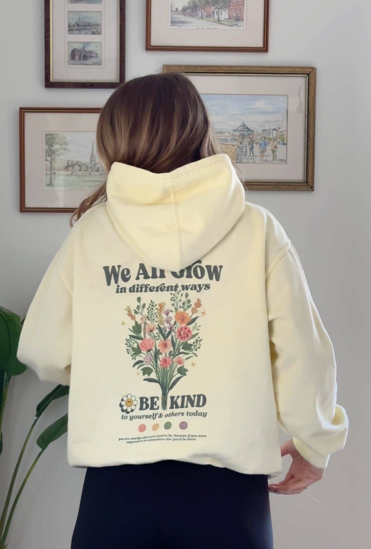 We All Grow in Different Ways Light Yellow Hoodie