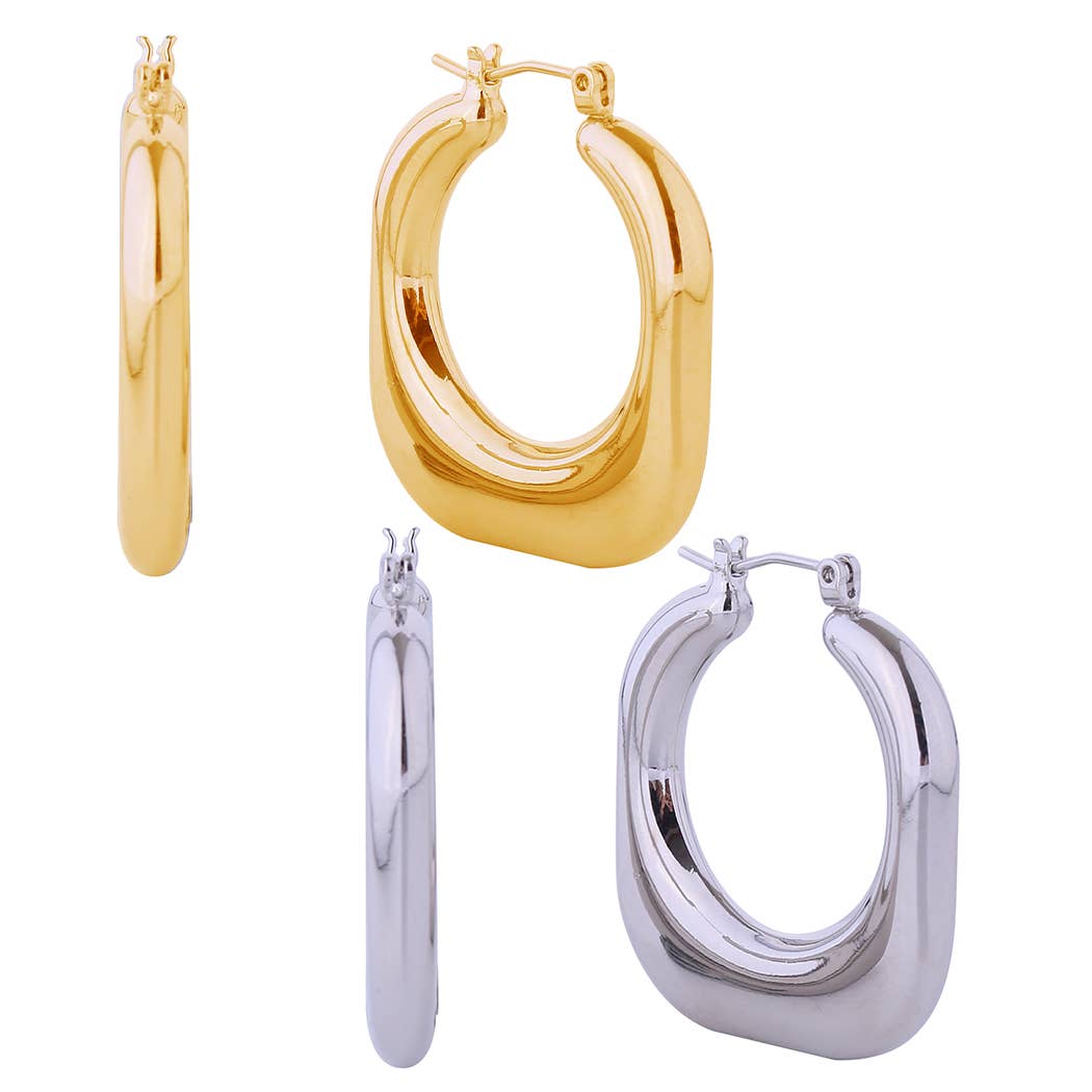 14K Dipped Geometric Shape Pin Catch Earrings
