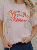 Take Me To Sweet Oklahoma Pink Thrifted Graphic Tee