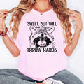 Sweet But Will Throw Hands, Raccoon, Funny, Aesthetic, Meme, Comfort Colors Tshirt